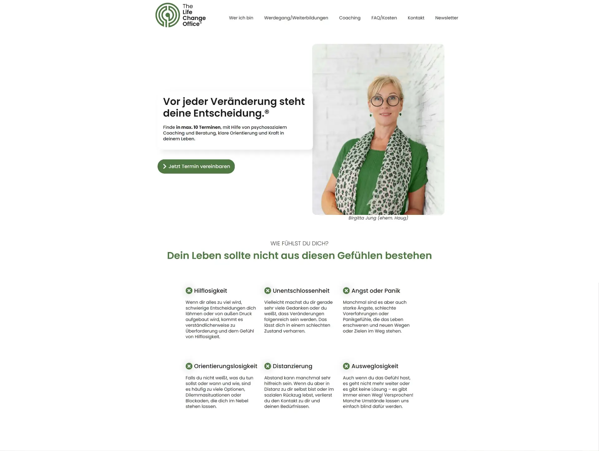 Startseite der Life Coachin Birgitta Jung - The Life Change Office