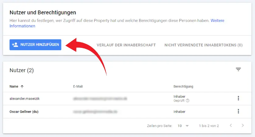 google search console nutzer hinzufuegen