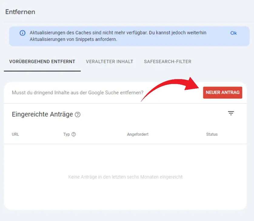 google search console seiten entfernen