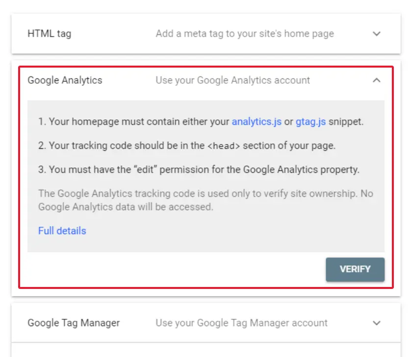 url prefix property google analytics verifizierung