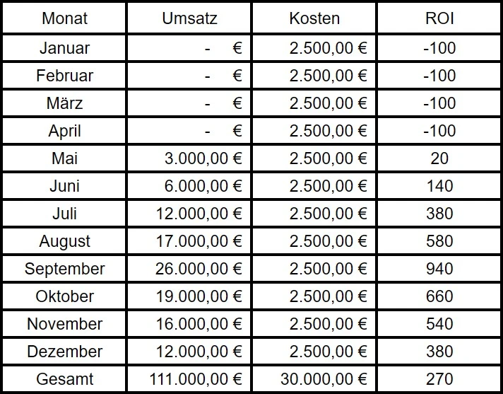 ROI innerhalb 12 Monate durch SEO